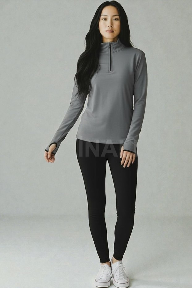 Women's Half Zipper Sports Set | Diving Suit, Top and Bottom Set