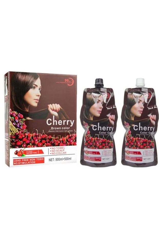 Ammonia-Free Fruit Extract Dark Brown Hair Dye Cream (Cherry Dye 96) for Hair and Bear