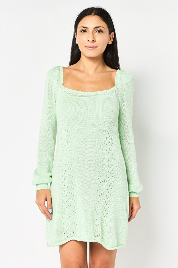 Women Textured Mini Dress, Mint Green