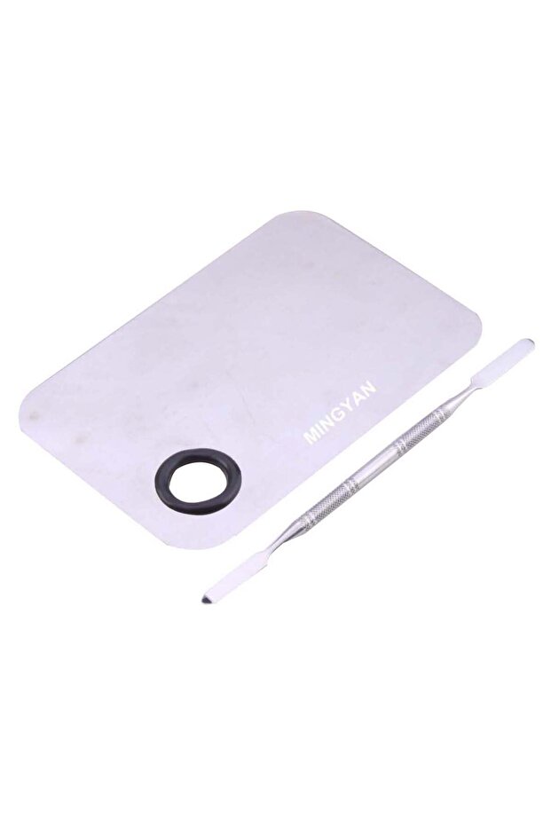 Rectangle Shape Cosmetic Palette With Spatula Silver