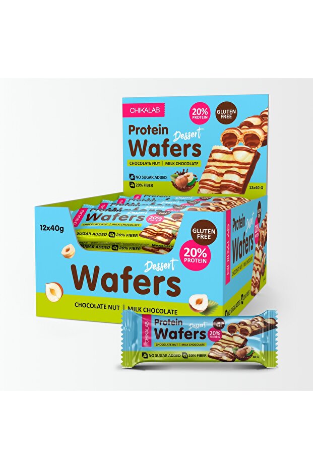 Glazed Wafer Bar Chocolate Nut Dessert 12x40g - Chicalab Wafer Bar with Chocolate Nut Dessert Flavor