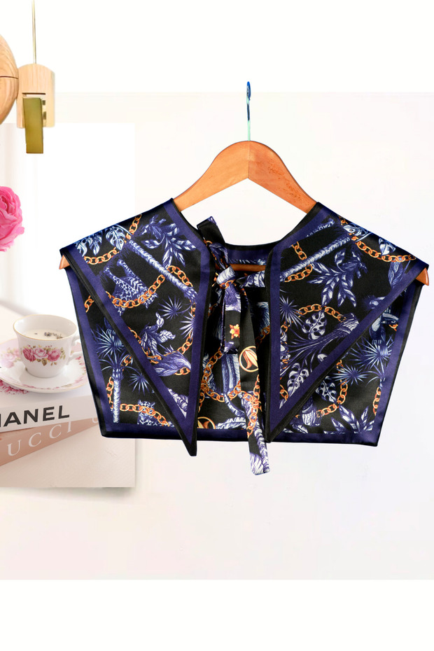 Exotic Jungle Elephant Patterned Shoulder Shawl |   Tropical Chain Detailed Safari Themed Premium Scarf Collar