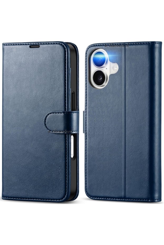 iPhone 17 Compatible Case 360 Full Coverage Leather Textured Cover Wallet Stand with Card Holder and Clasp