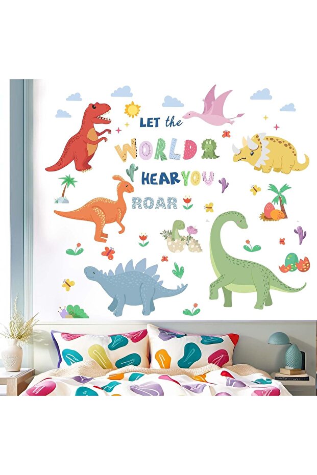 Dinosaur Wall Stickers for Boys Kids - Peel and Stick Dino Wall Decals for Nursery