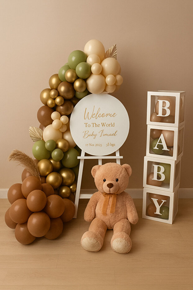 Balloon Set 40 Pieces (Chrome Gold-Chocolate-Eucalyptus-Sea Sand)