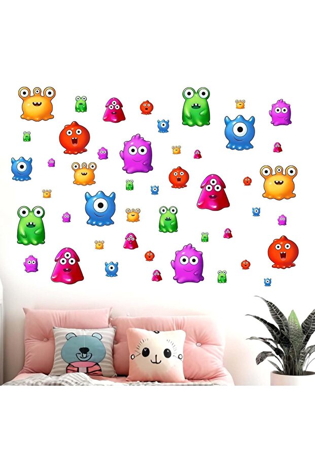 Colorful Paint Monster Wall Stickers - Graffiti Decals for Kids Nursery