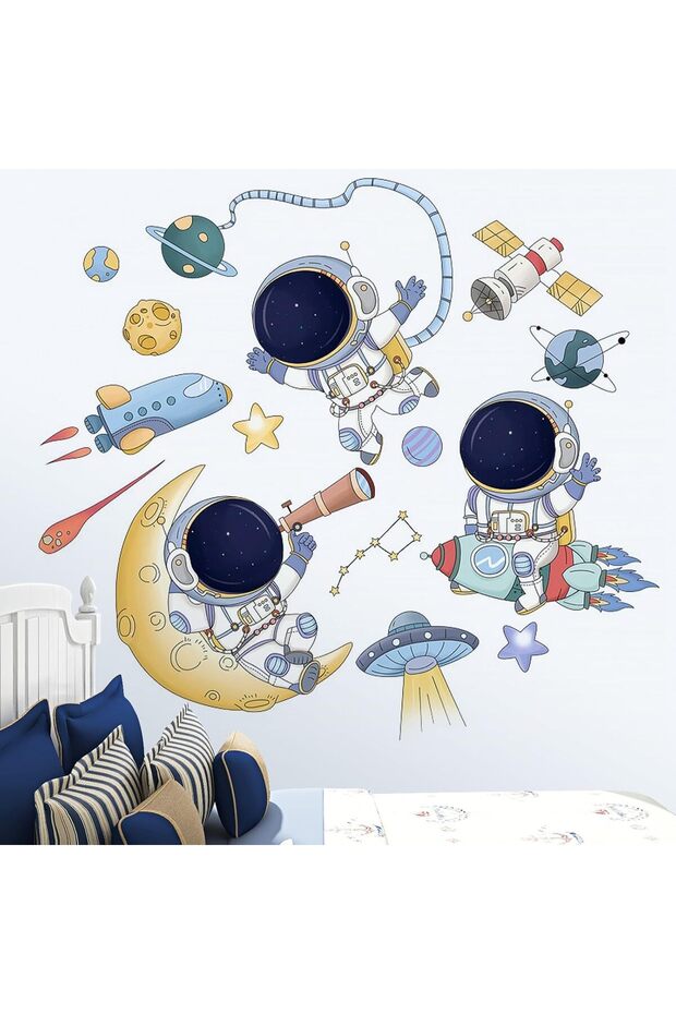 Outer Space Astronaut Rocket Wall Decals - Peel & Stick Nursery Stickers