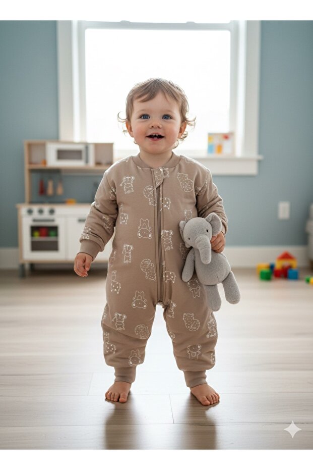 Baby Boy-Sleeping Bag 92 (Height 66Cm-Upper Chest 35cm) Organic Cotton Fabric