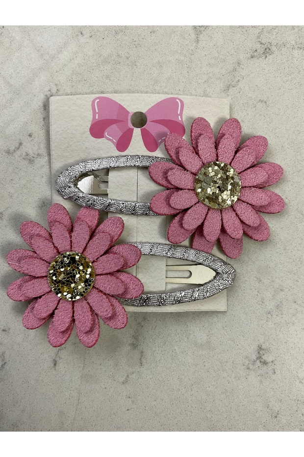 Mother-Daughter Daisy Hair Clip – Handmade, Felt & Glitter Detailed