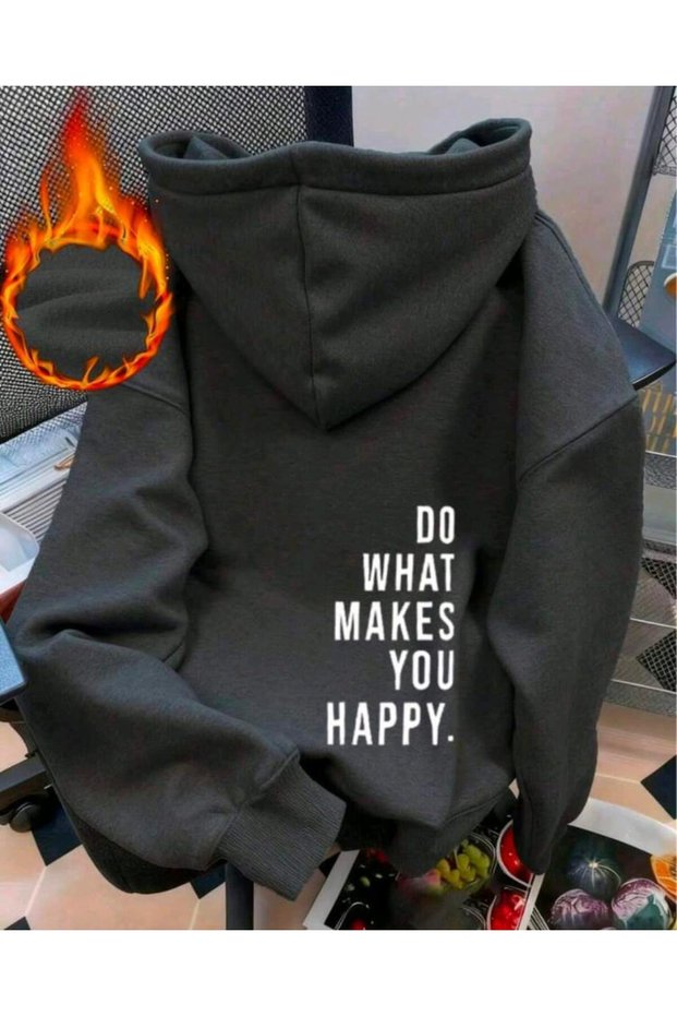 Written Printed Women'S/Men's Unisex Oversized Hooded 3-Thread Sweatshirt