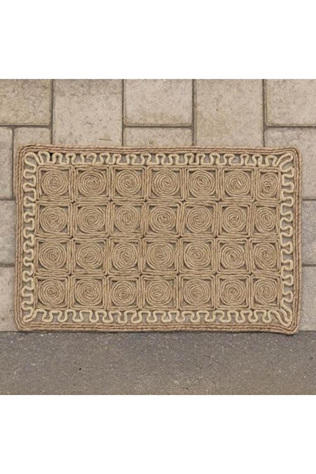 مفرش خوص سجادة مستديرة من الجوت (نمط الماندالا) - 1