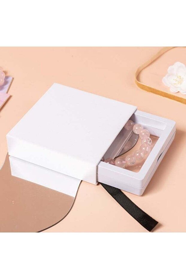 Jewelry Display Storage Box Set of 2 - White Touch PE Floating Transparent Case
