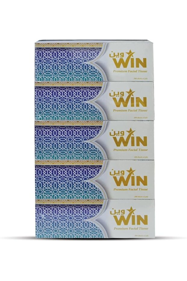 Win Premium Facial Tissue, 200 Sheets, 2-Ply - Pack of 5 Cartons - Bulk Pack