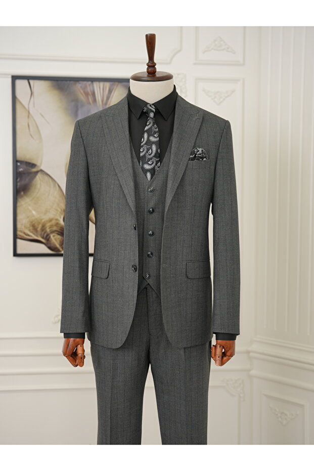 Men's Premium Suit Italian Style S Slim Fit Jacket Vest Pants - Lntcom5569