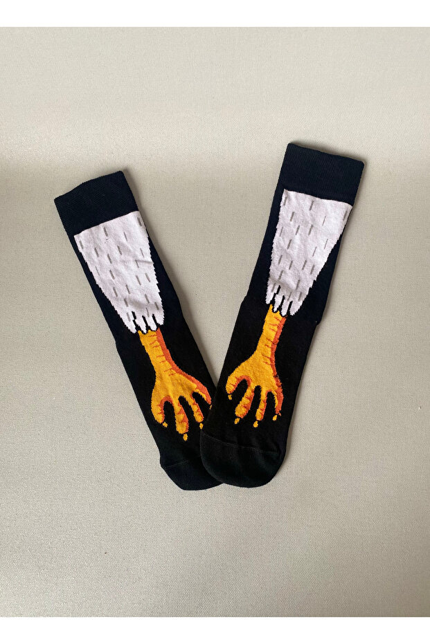 Black Eagle Claw Patterned Unisex Socks (1 Pair) – Fun & Premium Quality