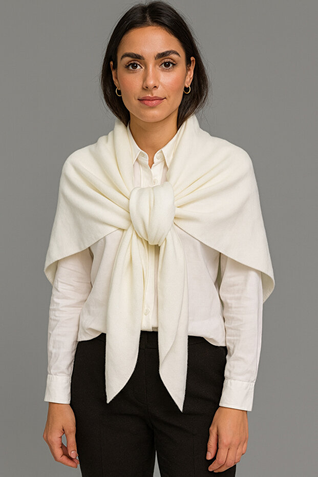 Tek Renk Triko Üçgen Şal - 3