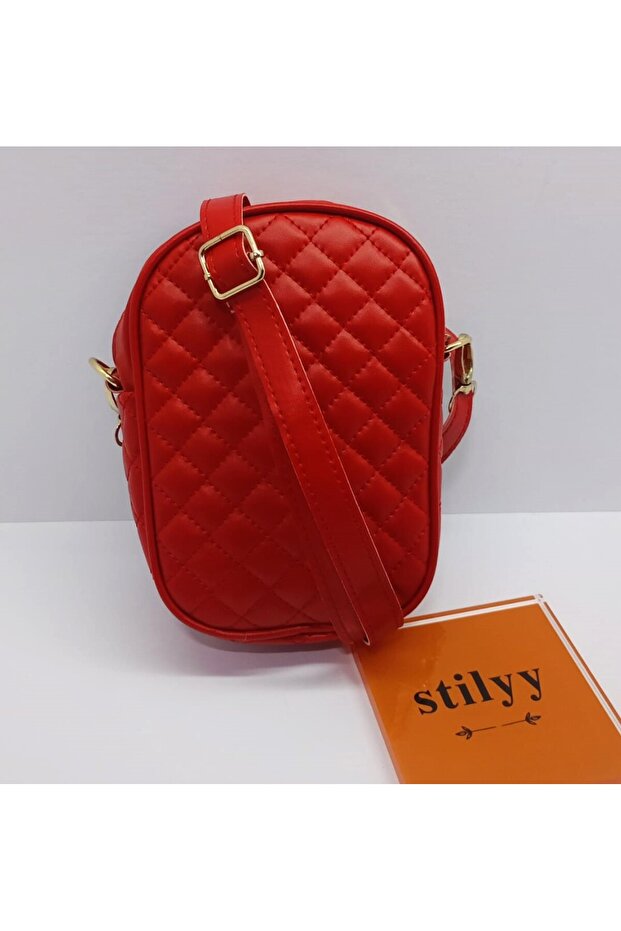 Red Quilted Patterned Strap Mini Shoulder Bag - 1