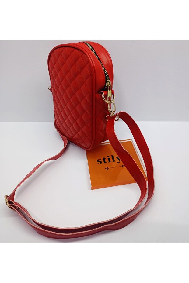 Red Quilted Patterned Strap Mini Shoulder Bag - 2