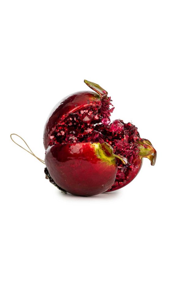 Christmas Ornament Pearlescent Open Pomegranate 12cm Dark Red- Burgundy