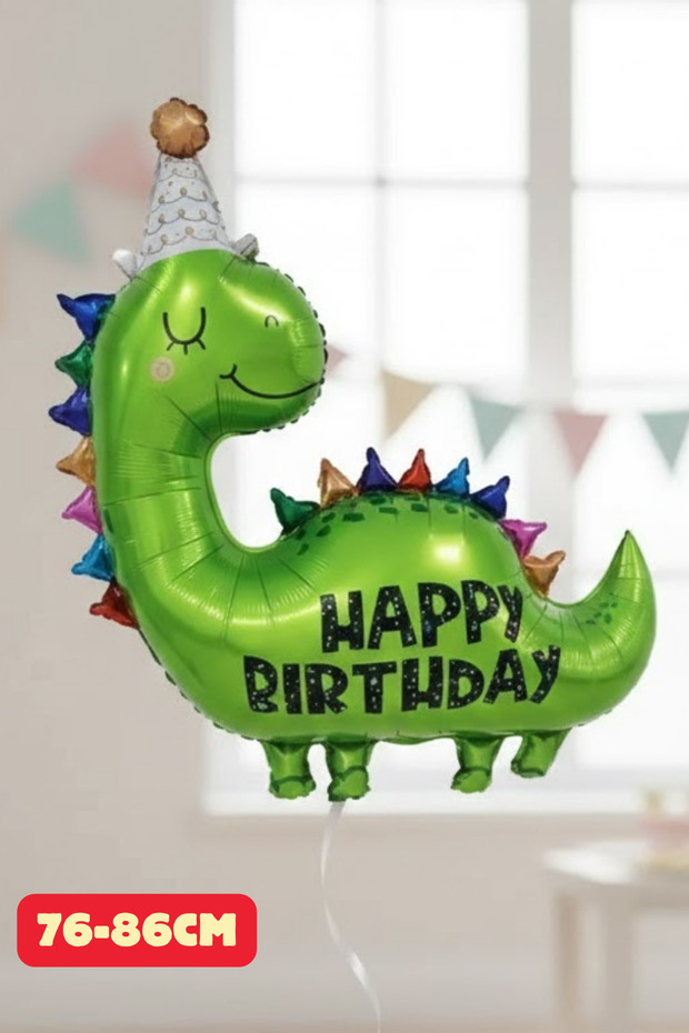 Happy Birthday Written Dinosaur Foil Balloon Birthday Foil Balloon Character Foil Children's Birthday