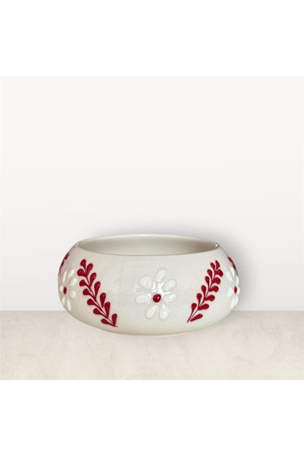 وعاء أحمر بنقشة الأقحوان - 1