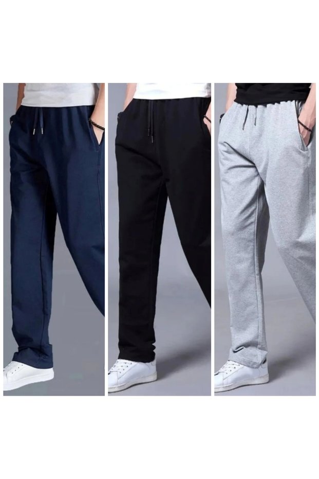 3 item(s) Unisex Regular Black Gray Navy Straight-Leg Sweatpants