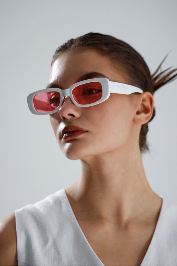 Vintage White Thick Framed Retro Women's Sunglasses
