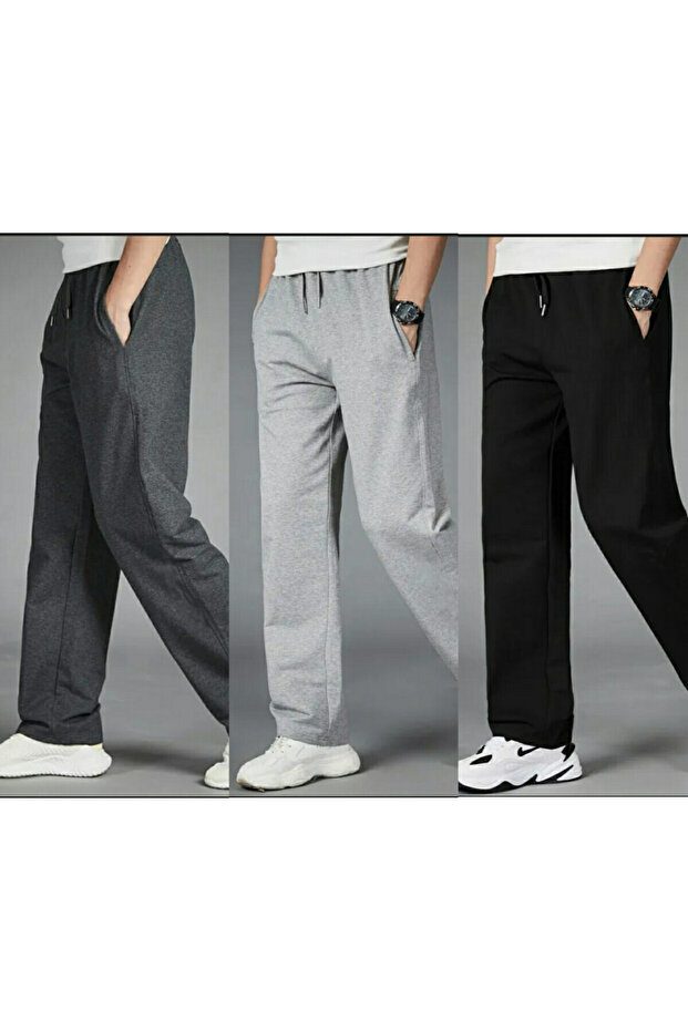 3 item(s) Unisex Regular Black Gray Anthracite Straight-Leg Sweatpants