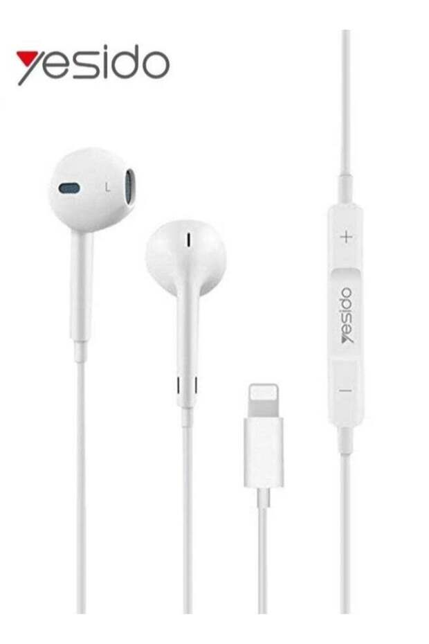 YH50 Wired Lightning Earphones with Inline Remote - White