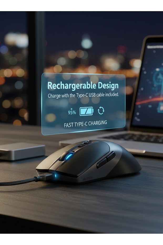 Fstyler Dual Mode Rechargeable Wireless/Bluetooth Mouse With Silent Click, Double-Click Function - 5