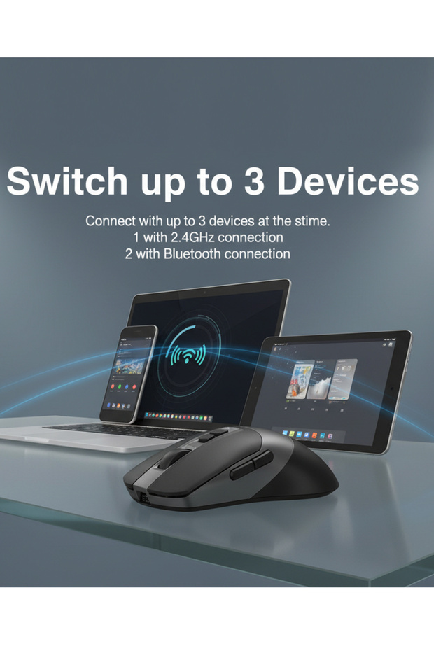 Fstyler Dual Mode Rechargeable Wireless/Bluetooth Mouse With Silent Click, Double-Click Function - 4