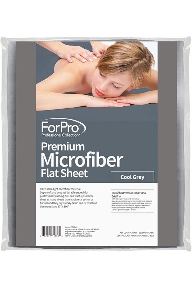 Premium Microfiber Flat Sheet, Cool Grey - 1