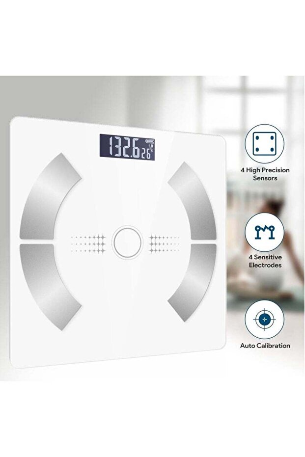 Digital Simple and Practical Body Fat Scale with Led Display, with Smartphone App,White - 1