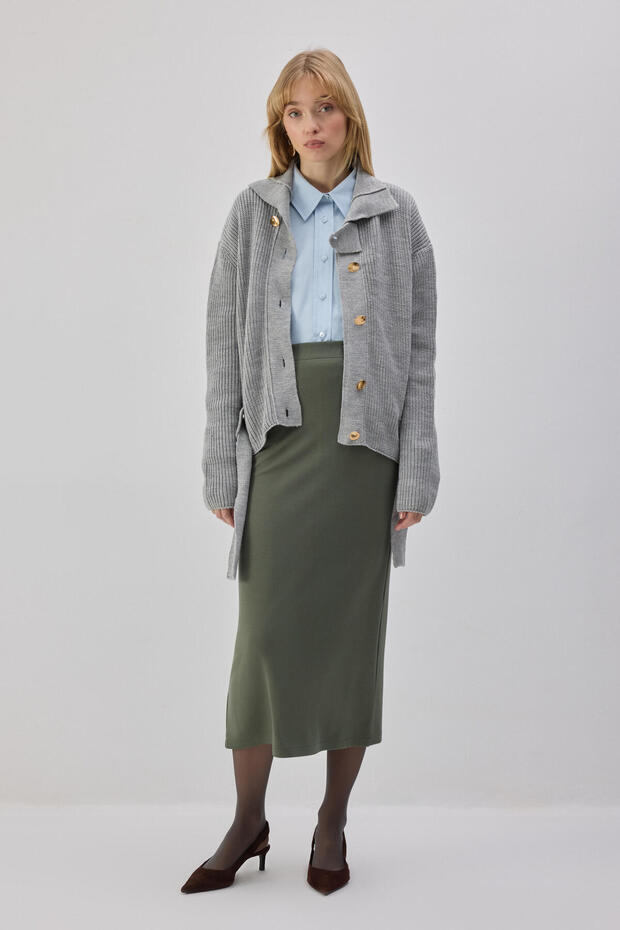 BELİ LASTİKLİ ÖRME ETEK - 5