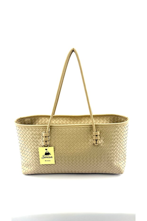 Women's Knitted Patterned Faux Leather Hand and Shoulder Bag Stylish & Elegant