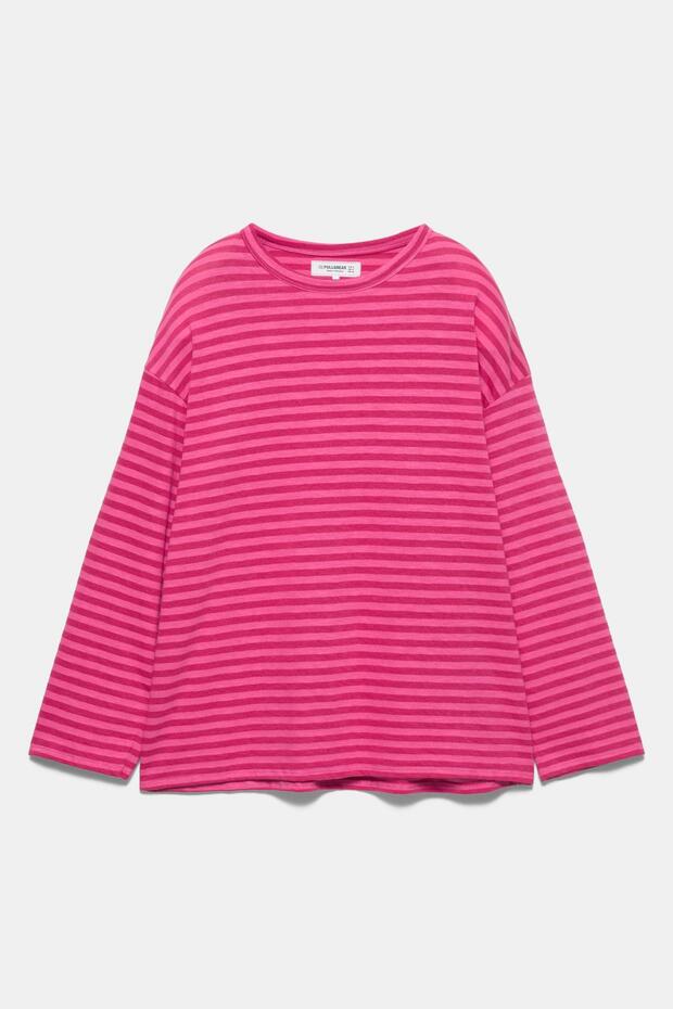 Pembe çizgili t-shirt - 5