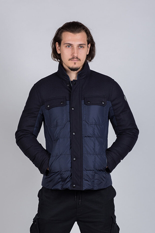 Wool effect goose down jacket - 4
