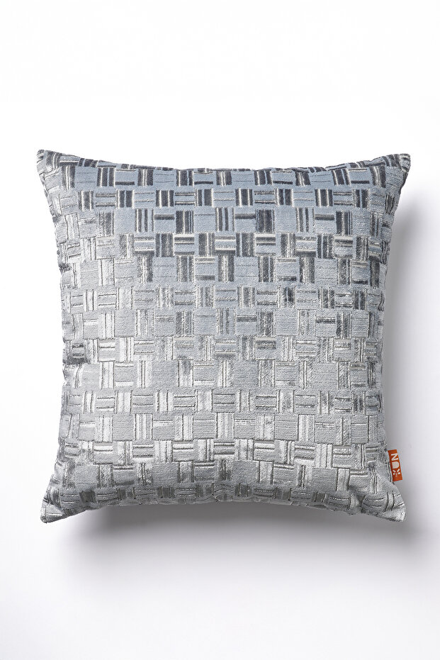 Woven Velvet Knitted Patterned Throw Pillow Cover-Grey
