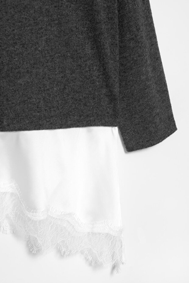 Dantel detaylı t-shirt - 7