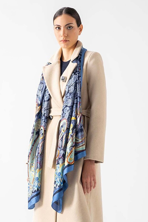 Soderbergh Desenli Şal LACİVERT - 2