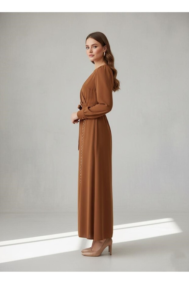 İNCİ DETAYLI ELBİSE - 2