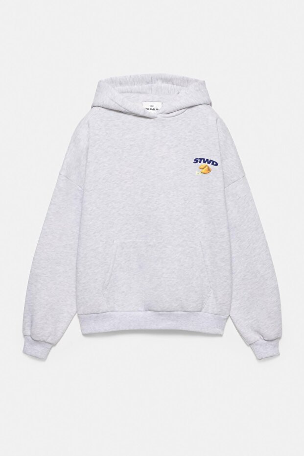 Kapüşonlu kurabiye desenli sweatshirt - 5