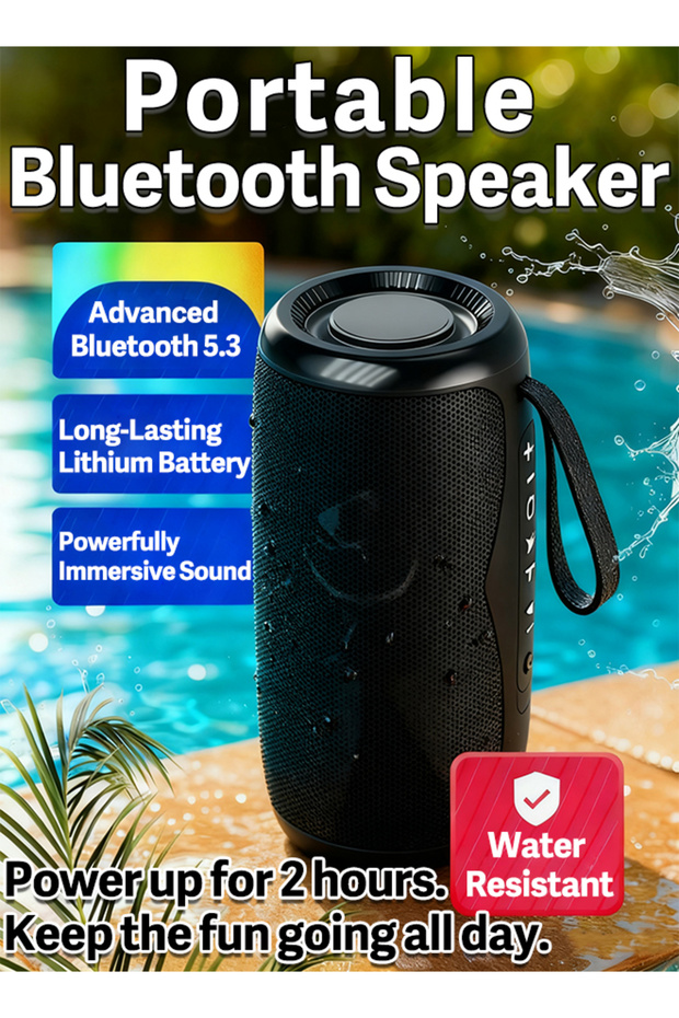 Portable Bluetooth Speaker: 3D Sound, IPX7 Waterproof, 10H Playtime - Enjoy Music Feast