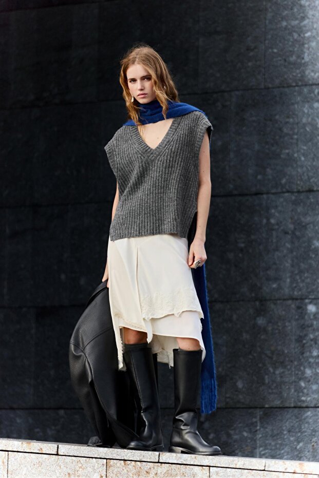 Fitilli örgü yelek - 1