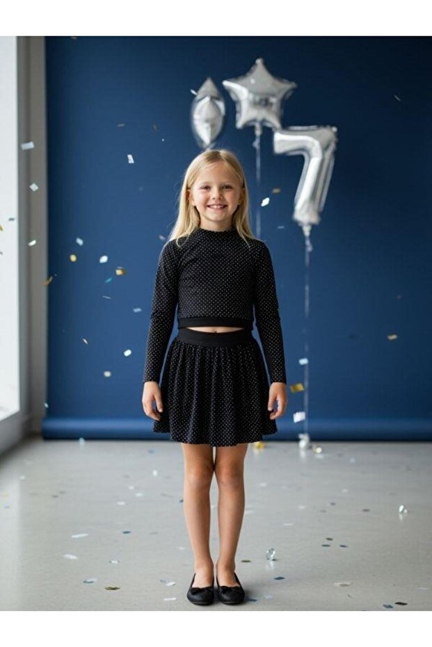 Girl's Sparkly Blouse with Tulle Skirt Set