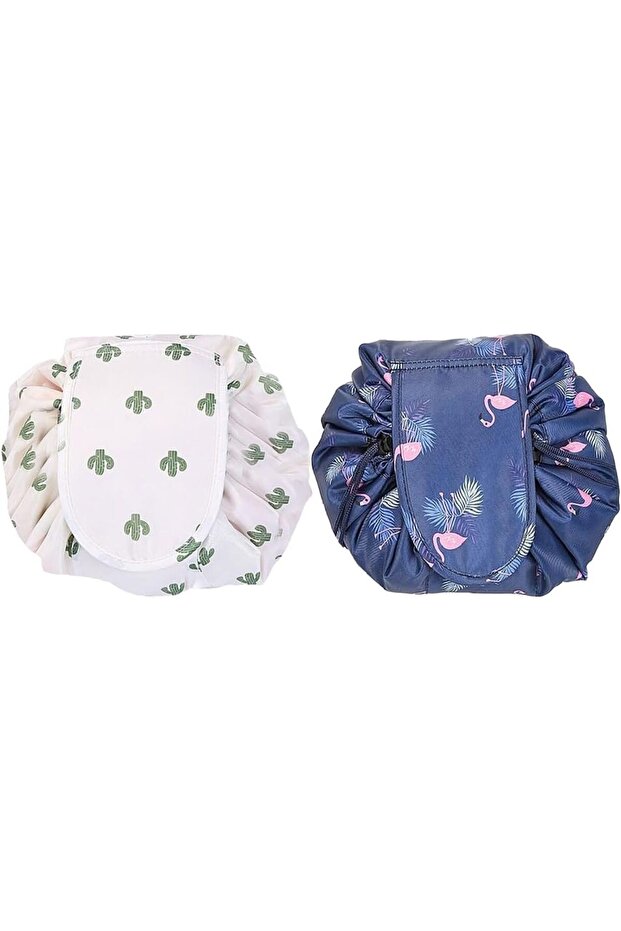 Drawstring Makeup Bag Waterproof Large Cosmetic Toiletry Organizer BAG001(2 pack)