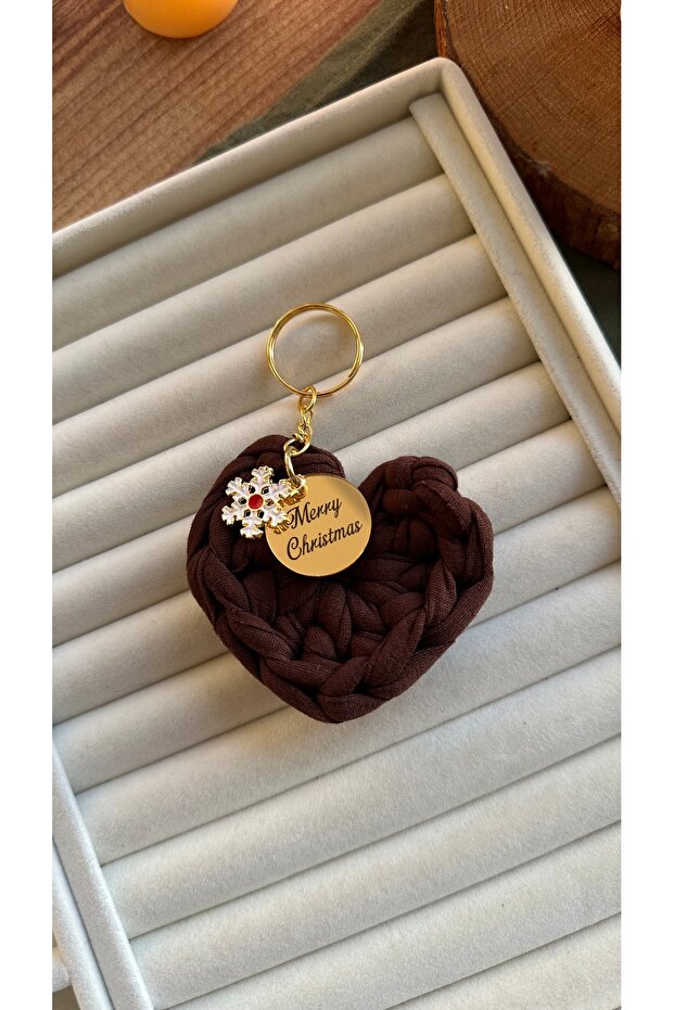 Heart Christmas Knitted Keychain
