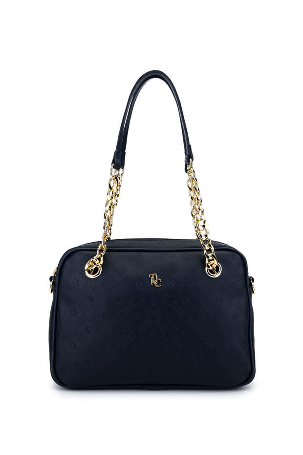 Women's Faux Leather Navy Blue Messenger Bag