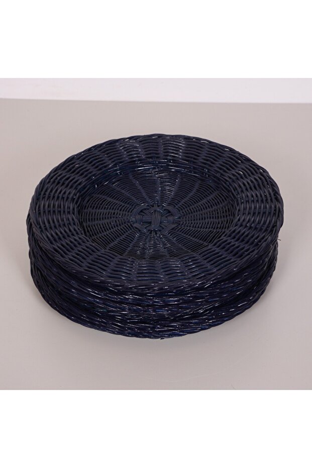 Çarkıfelek Navy Blue Rattan Wall Decoration & Supla Set of 6 33 cm