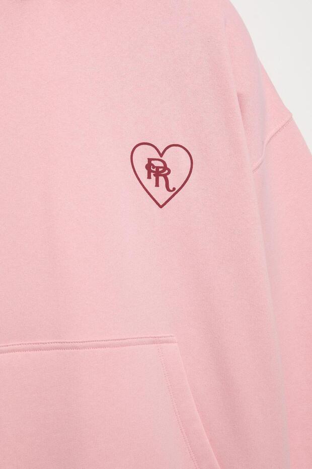 Kalp grafik baskılı kapüşonlu sweatshirt - 7